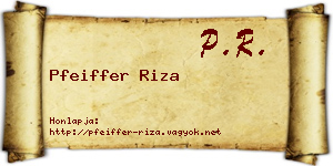 Pfeiffer Riza névjegykártya